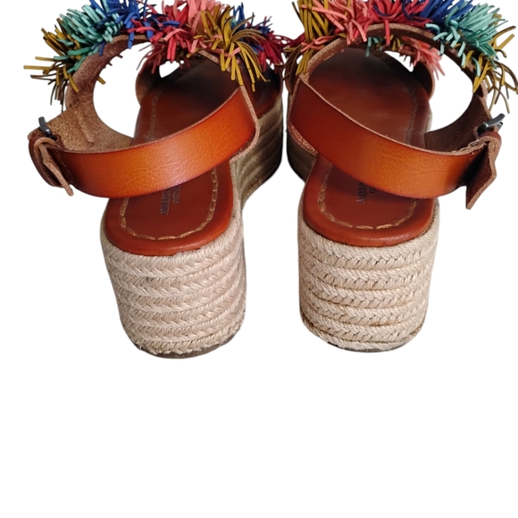 American Eagle Outfitters Brown Espadrille Sandals with Multicolor Pom Poms - Picture 10 of 12